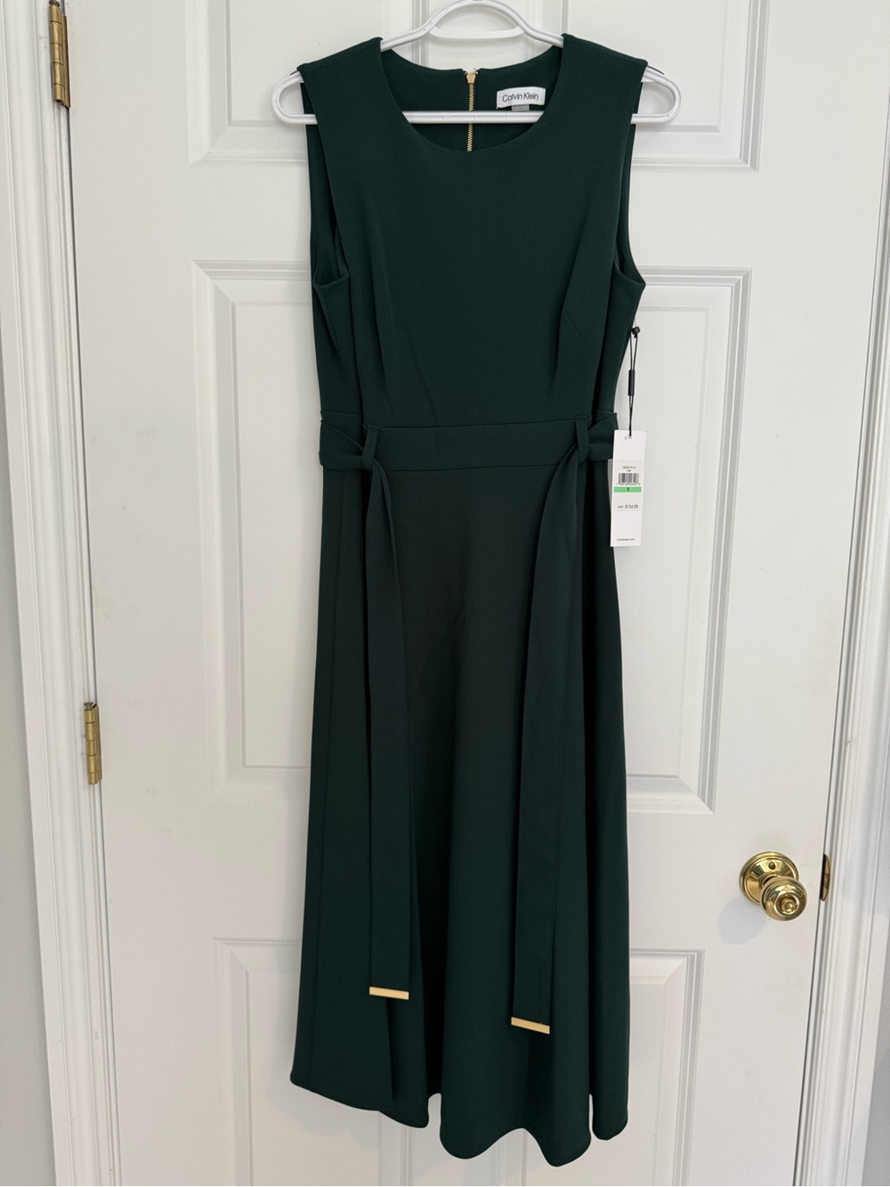 Calvin Klein Malachite Green Belted Midi Dress – Size 8 | NWT - Picture 5 of 6